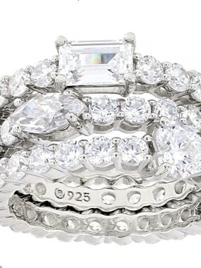BELLA LUCE Platinum Over Sterling Silver Ring Set 9.78cT/ 2 SIZES